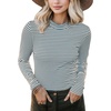 image:imagePrinStory Womens Tops Long Sleeve Shirts Slim Fit Business Dressy Casual Pullover Tee for 2025 TrendyFp Apricot Blue Stripe
