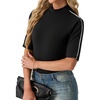 image:imagePrinStory Womens Tops Mock Turtleneck Dressy Casual Business Short Sleeve T Shirts Slim Fit Summer Going Out Tops 202601 Black