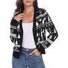 image:imagePrinStory Womens Ugly Christmas Cardigan Sweaters Long Sleeve Button Down Open Front Casual Warm Funny Knit Sweater S2XL03fp Black White Elk