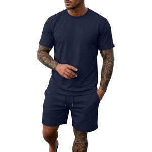 image:imagePrinStory 2026 Mens Summer Track Suits 2 Piece Outfits Athletic Sweatsuit Shirts and Shorts Set with PocketsNavy Blue