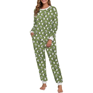 image:imagePrinStory Fluffy Pajamas for Women Soft Fleece Warm Pajama Set Fuzzy Pjs Winter 2 Piece Flannel Lounge Sets with PocketsFpgreen Sheep