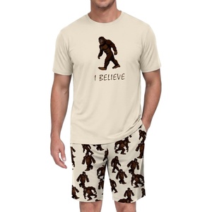 image:imagePrinStory Men Pajama Set Summer Pjs Sleepwear Short Sleeve Graphic Tee and Printed Shorts Novelty Loungewear With Pocket0 Khaki Ape Man