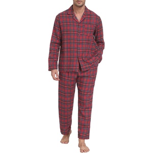 image:imagePrinStory Mens Flannel Pajamas Sets  Soft Cotton Classic Plaid Long Sleeve Pjs Sleepwear Lounge Set with Pockets01red Blue Green Plaid