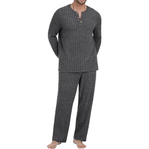 image:imagePrinStory Mens Pajama Set Soft Long Sleeve Shirts and Pants Loose Relaxing Warm Sleep Sets