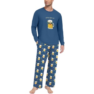 image:imagePrinStory Mens Pajama Sets Loungewear Sleepwear Pjs Lightweight Long Sleeve Shirts amp Bottoms Soft Comfy Sleep Sets S2XLFp Dw Blue Beer
