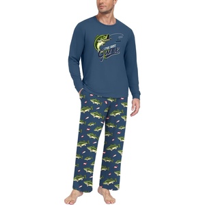 image:imagePrinStory Mens Pajama Sets Loungewear Sleepwear Pjs Lightweight Long Sleeve Shirts amp Bottoms Soft Comfy Sleep Sets S2XLFp Dw Blue Sea Bass