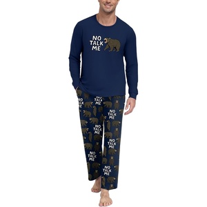 image:imagePrinStory Mens Pajama Sets Loungewear Sleepwear Pjs Lightweight Long Sleeve Shirts amp Bottoms Soft Comfy Sleep Sets S2XLFp Navy Blue Bear