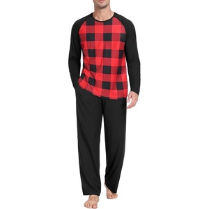 image:imagePrinStory Mens Pajama Sets Loungewear Sleepwear Pjs Lightweight Long Sleeve Shirts and Bottoms Soft Comfy Sleep Sets S4XL0black Red Plaid