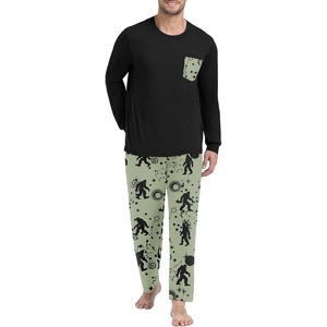 image:imagePrinStory Mens Pajama Sets Loungewear Sleepwear Pjs Lightweight Long Sleeve Shirts and Bottoms Soft Comfy Sleep Sets S4XLApricot Ape Man