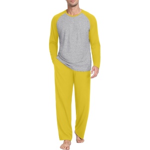 image:imagePrinStory Mens Pajama Sets Loungewear Sleepwear Pjs Lightweight Long Sleeve Shirts and Bottoms Soft Comfy Sleep Sets S4XLC Mustard