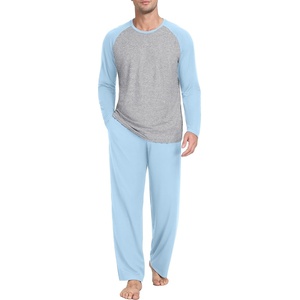 image:imagePrinStory Mens Pajama Sets Loungewear Sleepwear Pjs Lightweight Long Sleeve Shirts and Bottoms Soft Comfy Sleep Sets S4XLC Sky Blue