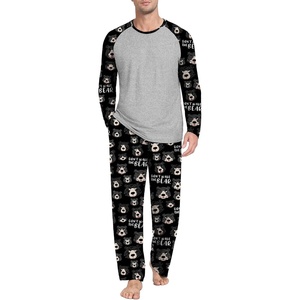 image:imagePrinStory Mens Pajama Sets Loungewear Sleepwear Pjs Lightweight Long Sleeve Shirts and Bottoms Soft Comfy Sleep Sets S4XLFp Black Brown Bear