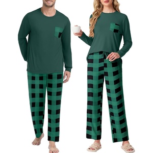 image:imagePrinStory Mens Pajama Sets Loungewear Sleepwear Pjs Lightweight Long Sleeve Shirts and Bottoms Soft Comfy Sleep Sets S4XLGreen Plaid