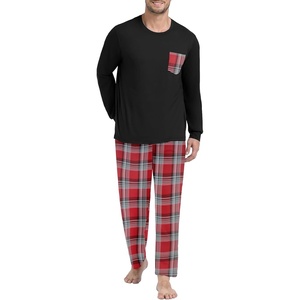 image:imagePrinStory Mens Pajama Sets Loungewear Sleepwear Pjs Lightweight Long Sleeve Shirts and Bottoms Soft Comfy Sleep Sets S4XLRed White Plaid