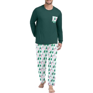 image:imagePrinStory Mens Pajama Sets Loungewear Sleepwear Pjs Lightweight Long Sleeve Shirts and Bottoms Soft Comfy Sleep Sets S4XLWhite Pine Tree