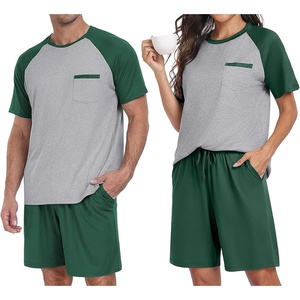 image:imagePrinStory Mens Pajama Sets Summer Pjs Sleepwear Nightwear Lightweight Quick Dry Soft Short Sleeve Sleep Set With Pocket S4XL06dark Green