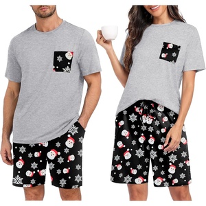 image:imagePrinStory Mens Pajama Sets Summer Pjs Sleepwear Nightwear Lightweight Quick Dry Soft Short Sleeve Sleep Set With Pocket S4XLChristmas Snowman
