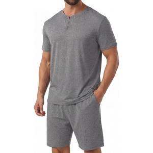 image:imagePrinStory Mens Pajamas Set 2026 Summer Pajama Sets Soft 2 Piece Pjs Set Sleepwear with PocketsDark Gray