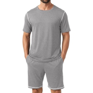 image:imagePrinStory Mens Pajamas Set Summer Pjs Sets for Men 2 Piece Pajamas Sets Soft Lounge Wear with PocketsGray