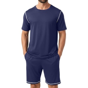 image:imagePrinStory Mens Pajamas Set Summer Pjs Sets for Men 2 Piece Pajamas Sets Soft Lounge Wear with PocketsNavy Blue