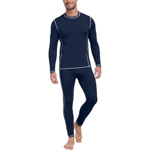 image:imagePrinStory Mens Thermal Underwear Long Johns  Cold Weather Base Layer Set Elasticity Top and Bottoms for Men S2XL05 Navy Blue