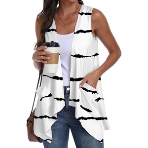 image:imagePrinStory Sleeveless Vest for Women Summer Lightweight Casual Open Front Irregular Hem Cardigans with Pockets S3XLBeige Black Ripple
