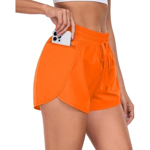 image:imagePrinStory Womens Athletic Shorts High Waisted Running Quick Dry Gym Workout Shorts with Zipper PocketsOrange