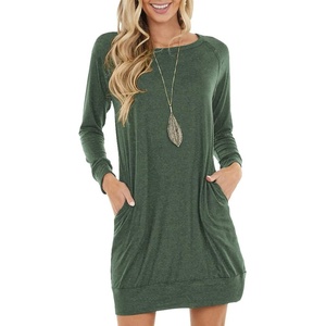 image:imagePrinStory Womens Casual Sweater Dresses Fall Winter Crewneck Loose Fit Pullover Tunic Dress with Side Pockets for Work S4XLA05fp Vg Green