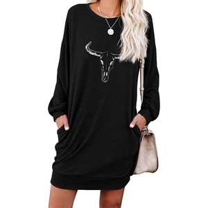 image:imagePrinStory Womens Casual Sweater Dresses Fall Winter Crewneck Loose Fit Pullover Tunic Dress with Side Pockets for Work S4XLA31black Oxhead