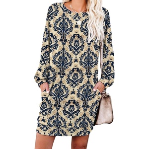 image:imagePrinStory Womens Casual Sweater Dresses Fall Winter Crewneck Loose Fit Pullover Tunic Dress with Side Pockets for Work S4XLA55apricot Orchid