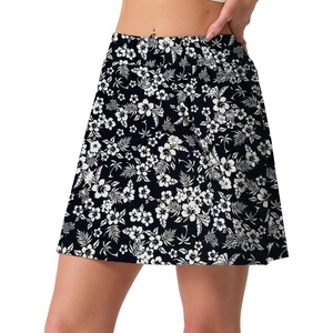 image:imagePrinStory Womens High Waisted Tennis Skirt 2 in 1 Athletic Skirt Quick Dry Pickleball Golf Skort for Workout RunningBlack Pineapple