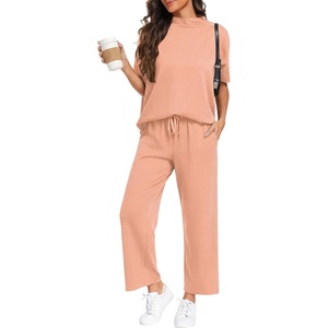 image:imagePrinStory Womens Lounge Set Summer 2 Piece Outfits Pullover Top and Wide Leg Pants Matching Sets 2026Light Pink