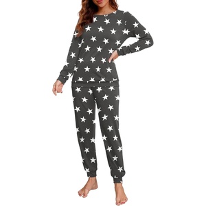 image:imagePrinStory Womens Pajama Set Long Sleeve Sleepwear Nightwear Soft Pjs Lounge Sets With PocketsFpdark Gray Wh Star