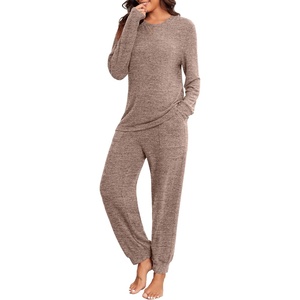 image:imagePrinStory Womens Pajama Sets Long Sleeve Pajamas Soft Pjs Sets for Women 2 Piece Lounge Set Loungewear with PocketsKhaki