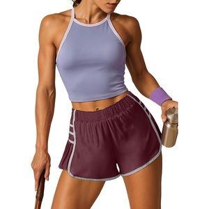 image:imagePrinStory Womens Running Shorts Gym Quick Dry Athletic High Waisted Workout Elastic Cute Shorts with LinerWine Red