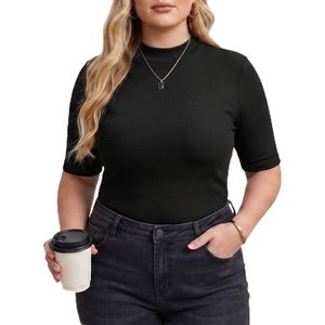 image:imagePrinStory Womens Tops Mock Neck Short Sleeve T Shirts Dressy Casual Ribbed Knit Slim Fit Summer Business Going Out Tops 2026C Carbon
