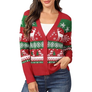 image:imagePrinStory Womens Ugly Christmas Cardigan Sweaters Long Sleeve Button Down Open Front Casual Warm Funny Knit Sweater S2XL06fp Red Deer Snowflake