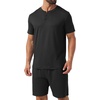 image:imagePrinStory Mens Pajamas Set 2026 Summer Pajama Sets Soft 2 Piece Pjs Set Sleepwear with PocketsBlack