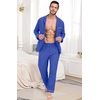 image:imagePrinStory Mens Pajamas Set Sleepwear Pjs Lightweight Long Sleeve Button Down Notched Collar Pajama Comfy Sleep Sets S2XL1royal Blue