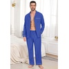 image:imagePrinStory Mens Pajamas Set Sleepwear Pjs Lightweight Long Sleeve Button Down Notched Collar Pajama Comfy Sleep Sets S2XL1royal Blue