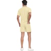 image:imagePrinStory Mens Summer Track Suits Waffle Knit Polo Shirt and Shorts Set Casual 2 Pieces Outfits with PocketsBeige