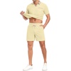 image:imagePrinStory Mens Summer Track Suits Waffle Knit Polo Shirt and Shorts Set Casual 2 Pieces Outfits with PocketsBeige