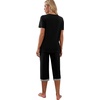 image:imagePrinStory Womens Pajama Set Short Sleeve Shirt and Capri Pants Sleepwear Pjs Sets with PocketsBlack