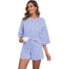 image:imagePrinStory Womens Pajama Sets Short Sleeve Pajamas Set for Women 2 Piece Soft Pjs with PocketsFpspot Blue