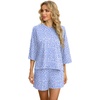 image:imagePrinStory Womens Pajama Sets Short Sleeve Pajamas Set for Women 2 Piece Soft Pjs with PocketsFpspot Blue