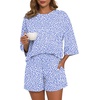 image:imagePrinStory Womens Pajama Sets Short Sleeve Pajamas Set for Women 2 Piece Soft Pjs with PocketsFpspot Blue