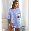 image:imagePrinStory Womens Pajama Sets Short Sleeve Pajamas Set for Women 2 Piece Soft Pjs with PocketsFpspot Blue