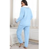 image:imagePrinStory Womens Pajamas Winter Soft Fluffy Pajama Set Fuzzy Warm Pjs Flannel 2 Piece Plush Sleepwear Lounge SetsBlue