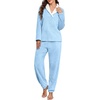 image:imagePrinStory Womens Pajamas Winter Soft Fluffy Pajama Set Fuzzy Warm Pjs Flannel 2 Piece Plush Sleepwear Lounge SetsBlue