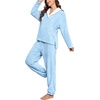 image:imagePrinStory Womens Pajamas Winter Soft Fluffy Pajama Set Fuzzy Warm Pjs Flannel 2 Piece Plush Sleepwear Lounge SetsBlue